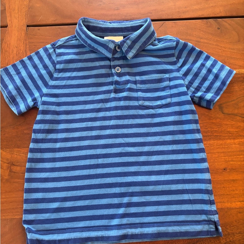 Hanna Andersson Navy and Light Blue Striped Polo